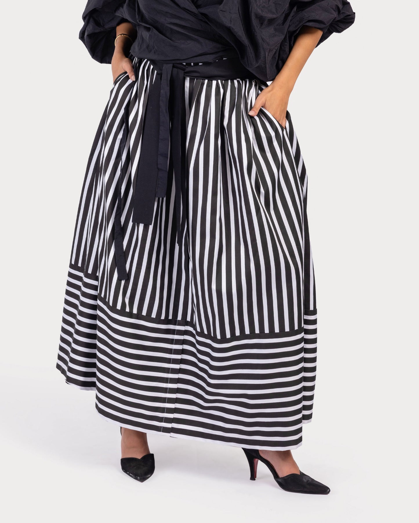 Stripped Skirt Black