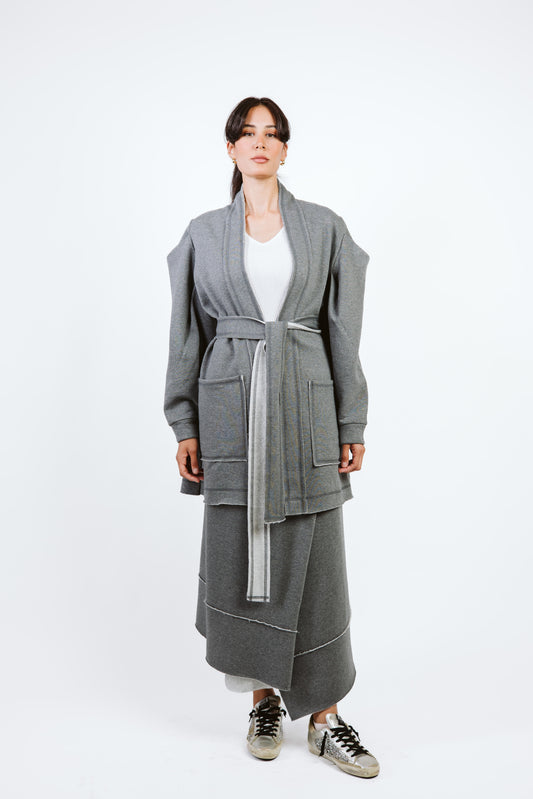 Comfy Melton Skirt Set Grey