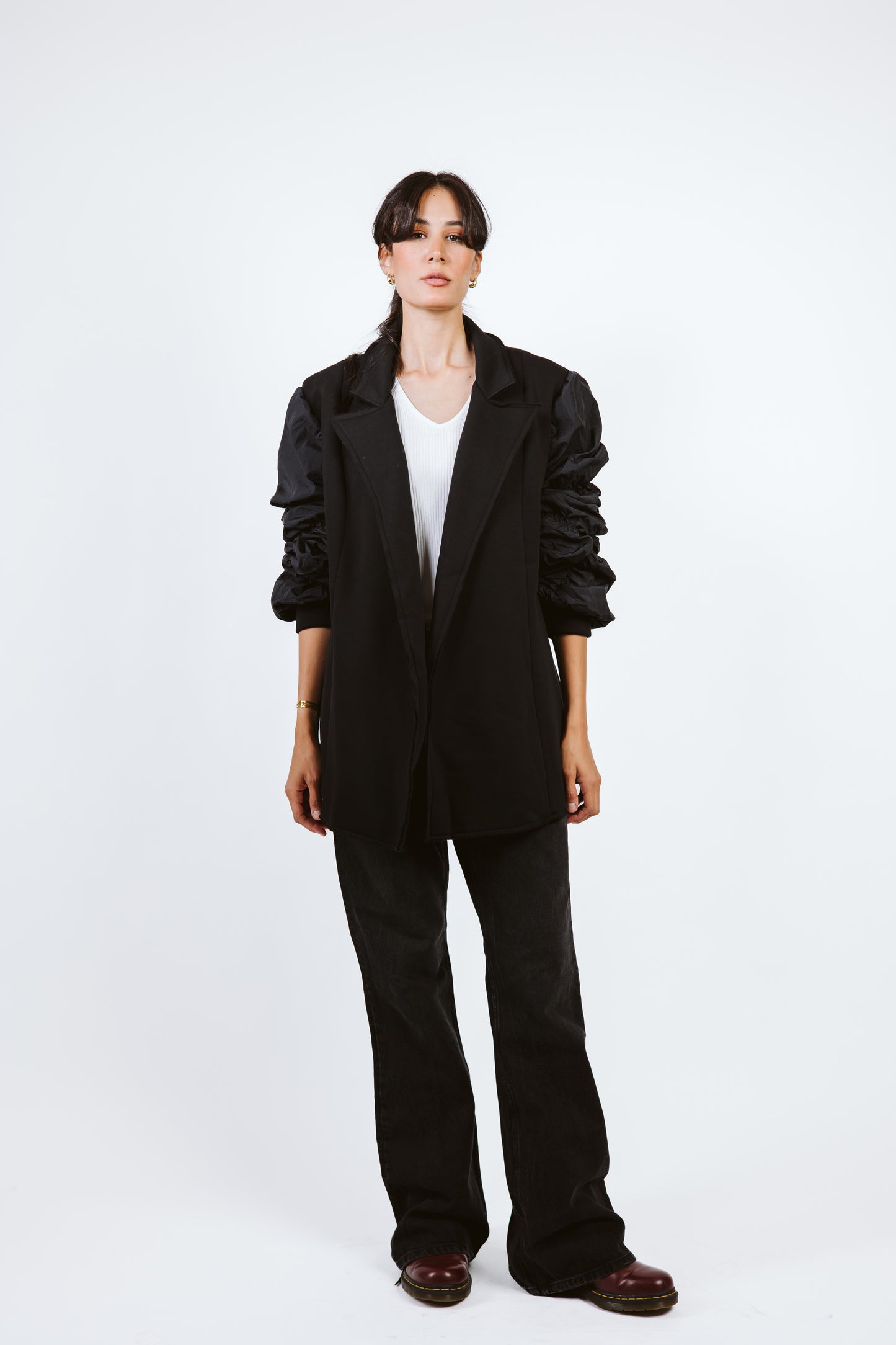 Oversized Melton Blazer Black