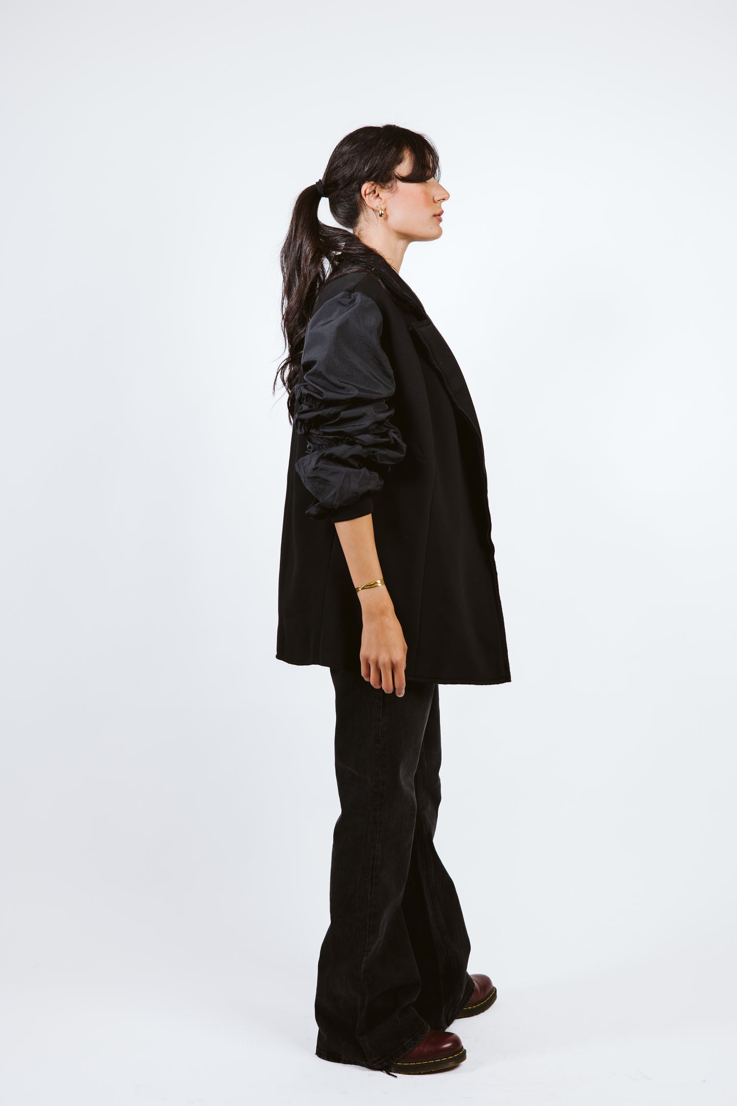 Oversized Melton Blazer Black