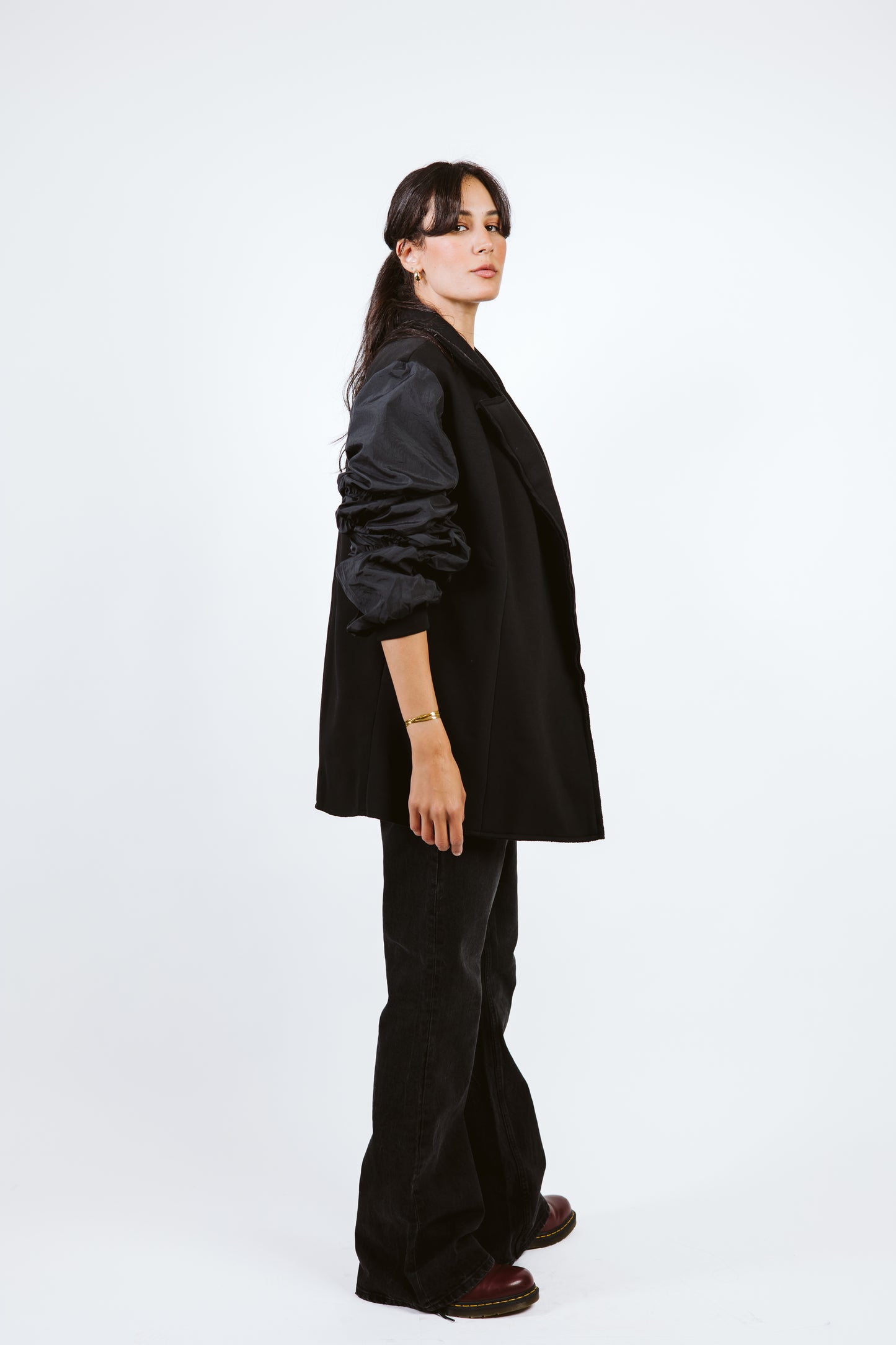 Oversized Melton Blazer Black