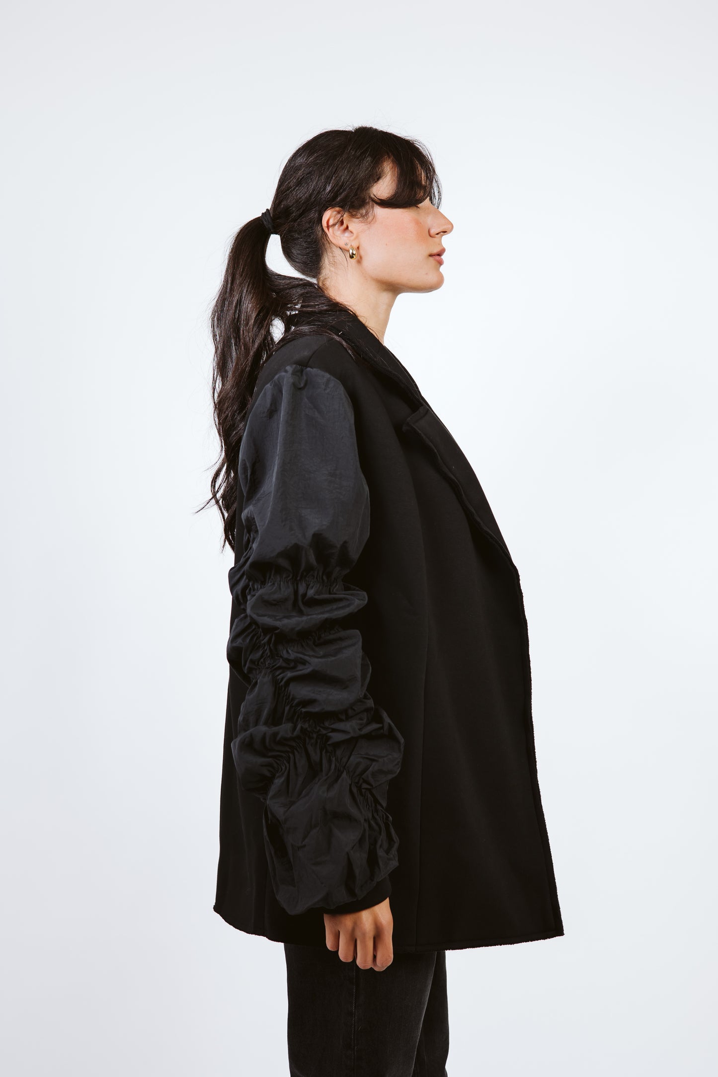 Oversized Melton Blazer Black