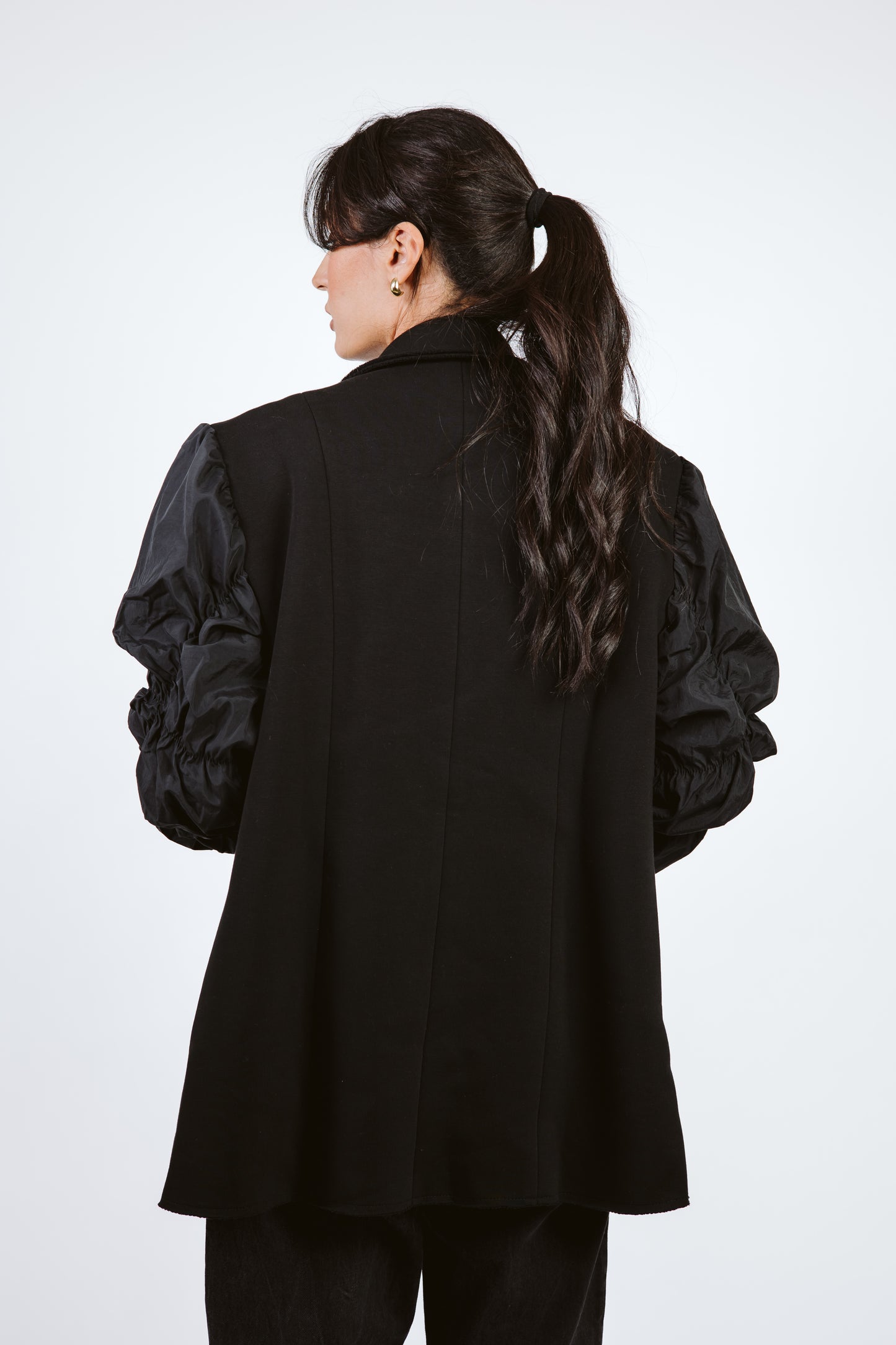 Oversized Melton Blazer Black