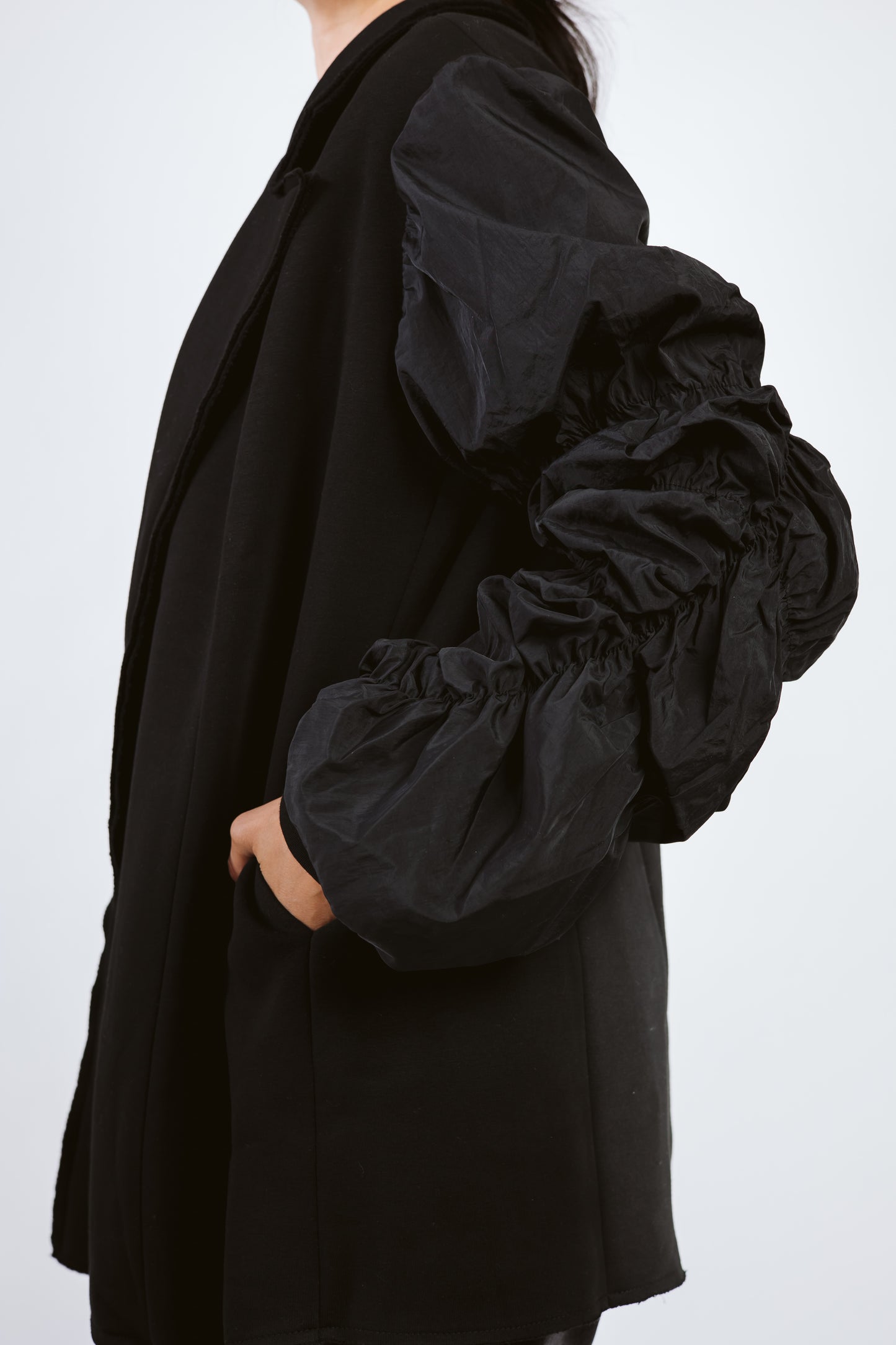 Oversized Melton Blazer Black