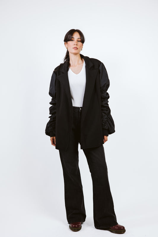 Oversized Melton Blazer Black