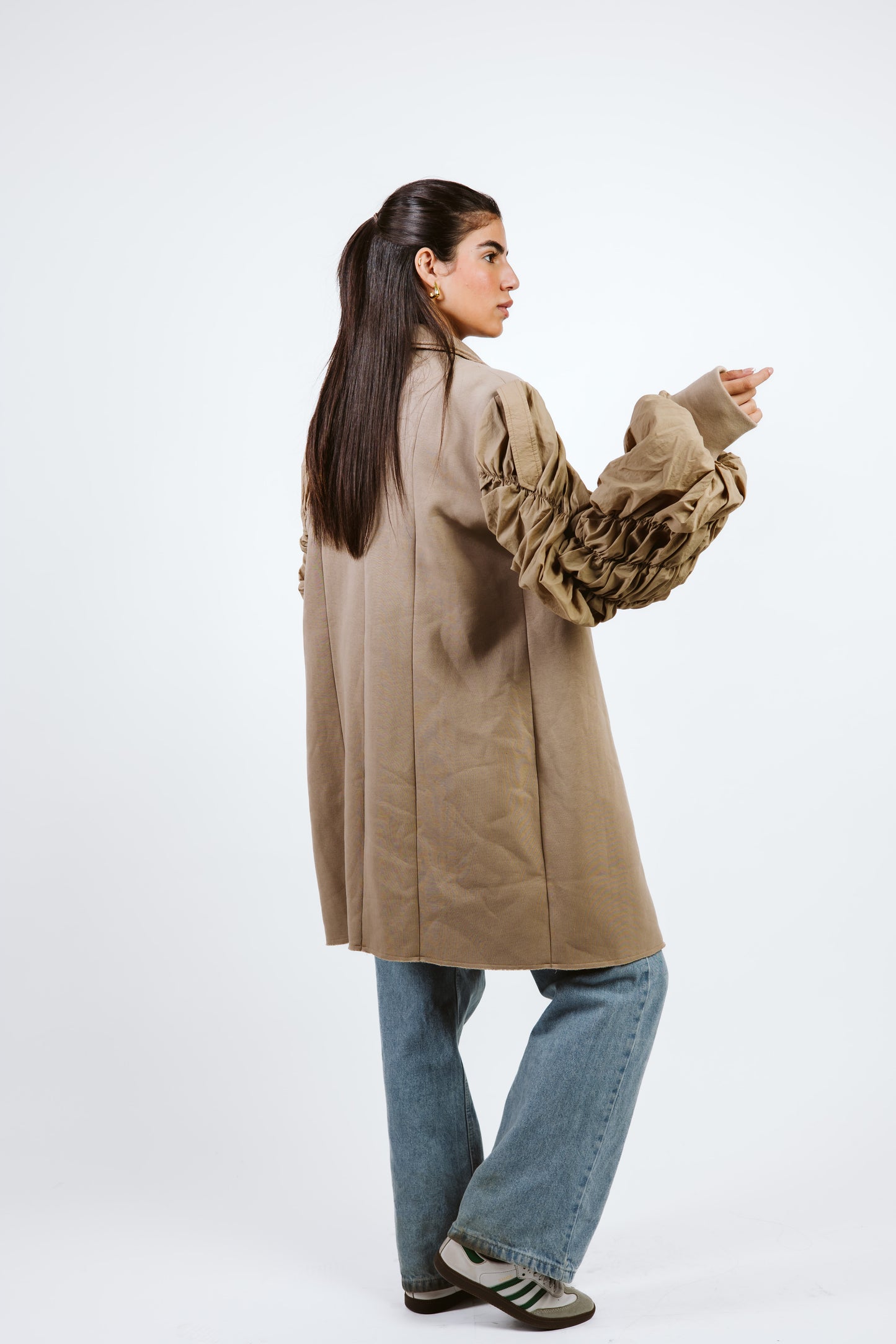 Oversized Melton Blazer Beige