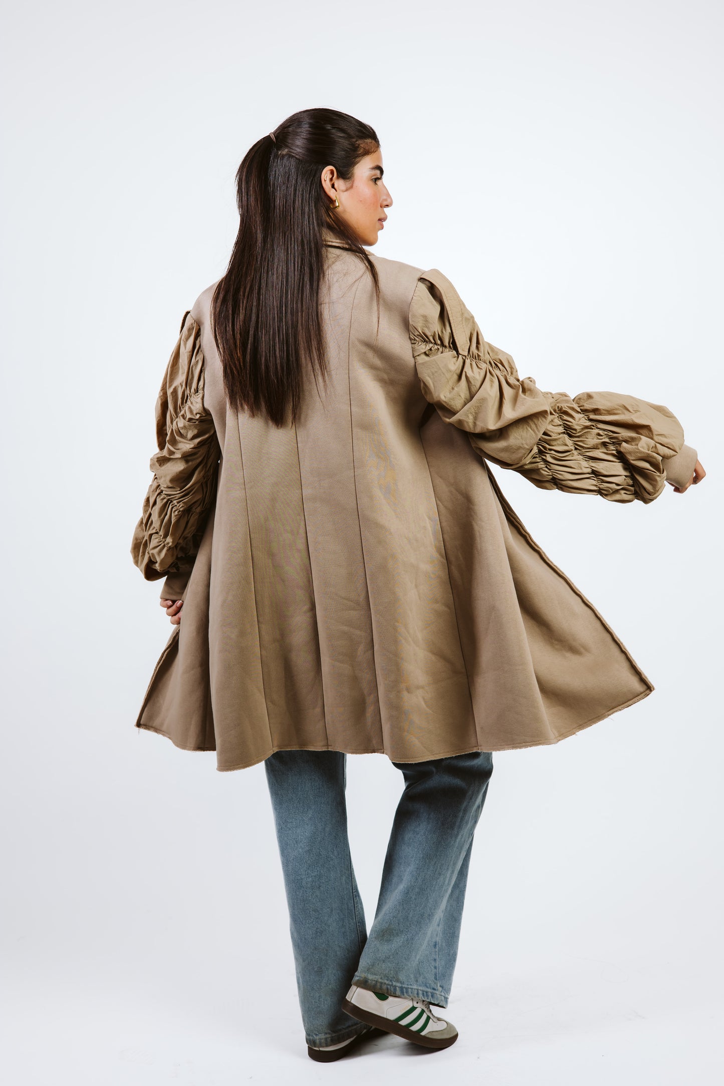 Oversized Melton Blazer Beige