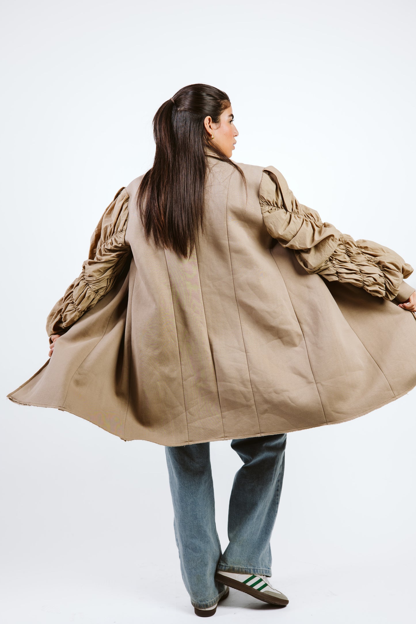 Oversized Melton Blazer Beige