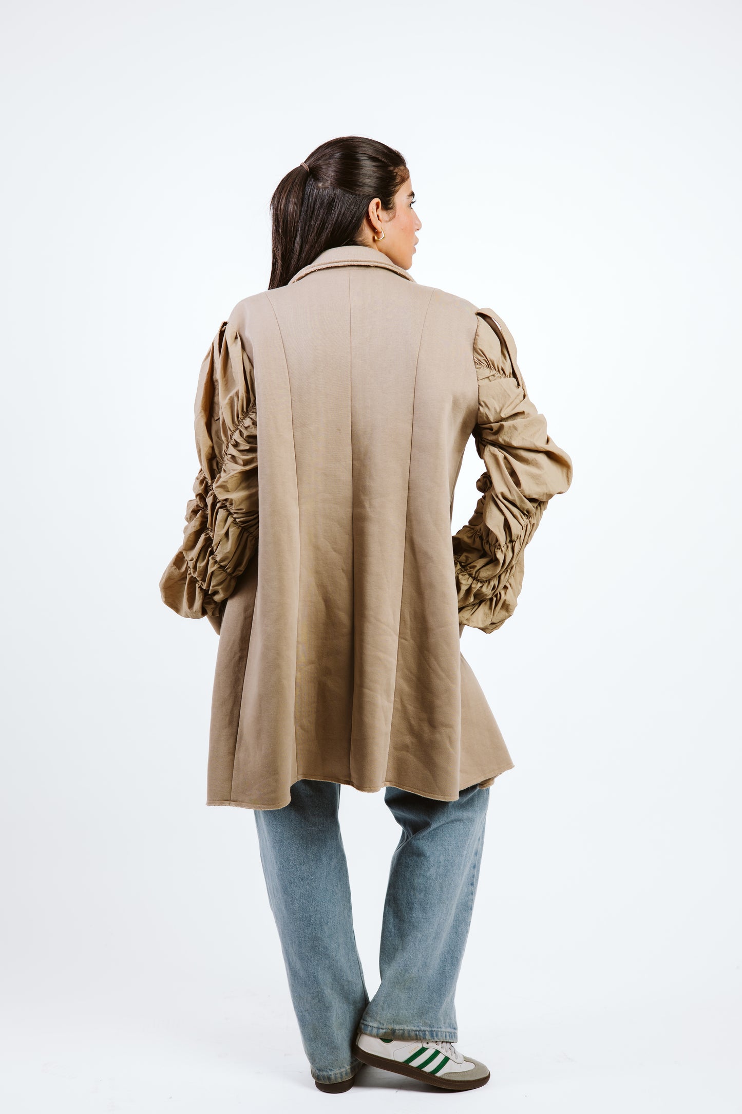 Oversized Melton Blazer Beige