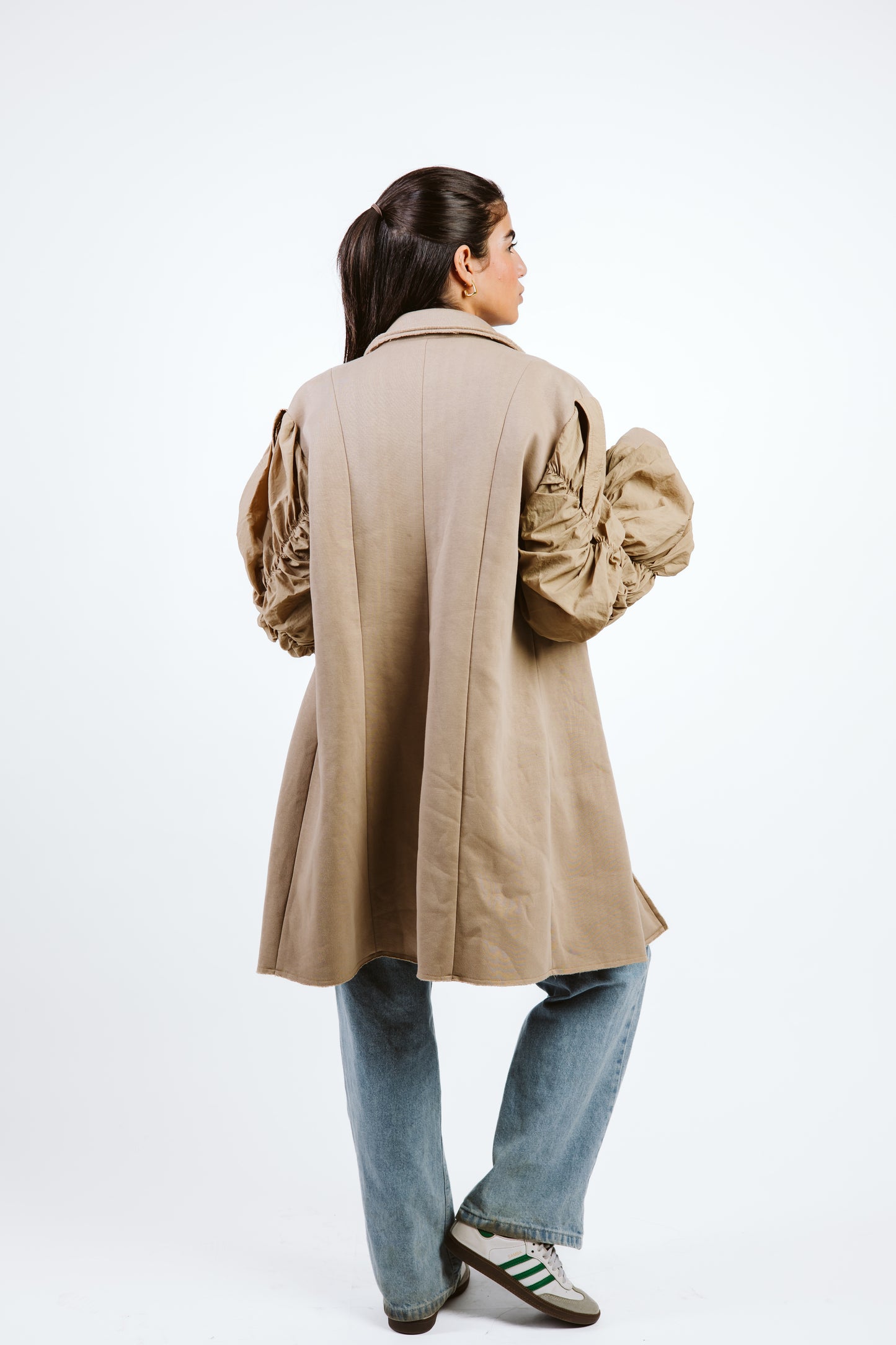 Oversized Melton Blazer Beige