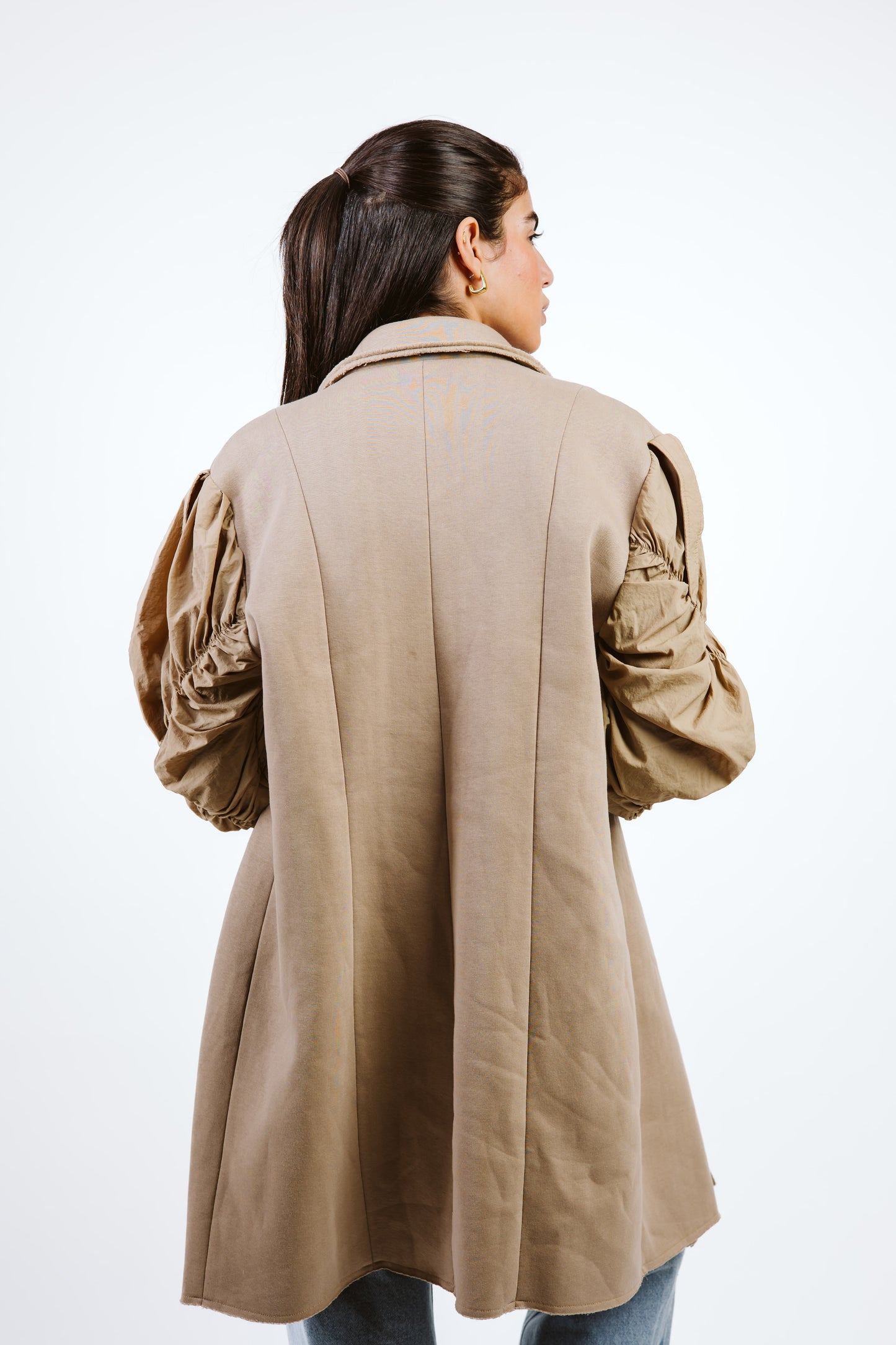 Oversized Melton Blazer Beige